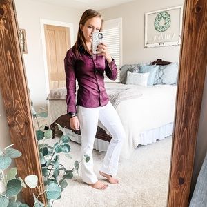 White Petite Flare Dress Pants